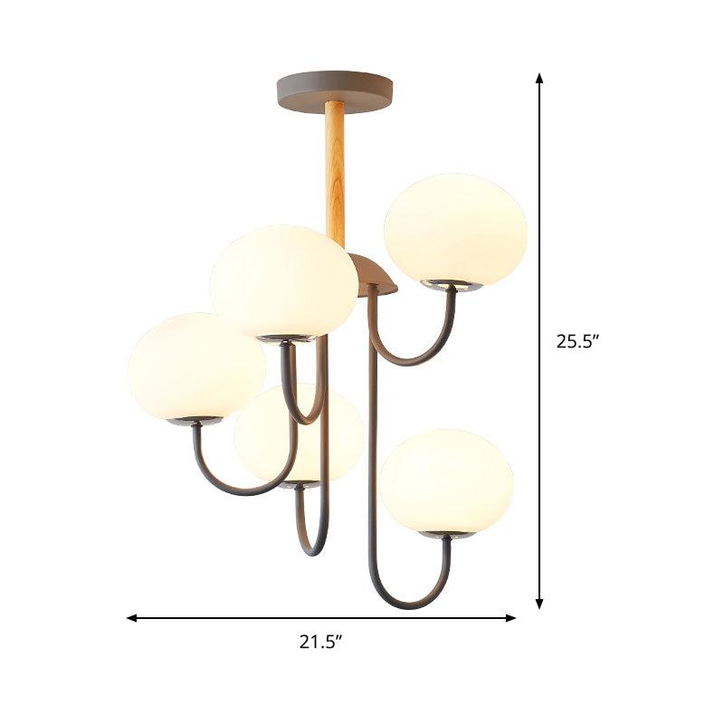 3/5 Lights Living Room Hanging Lamp Nordic Gray Green Chandelier - Rebooters