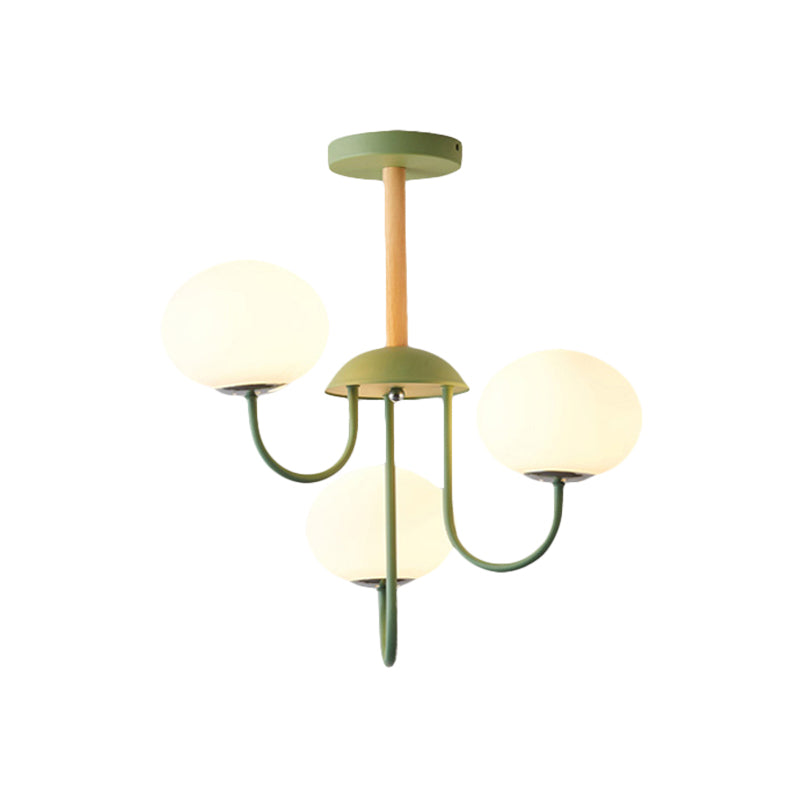 3/5 Lights Living Room Hanging Lamp Nordic Gray Green Chandelier - Rebooters