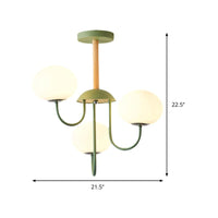 3/5 Lights Living Room Hanging Lamp Nordic Gray Green Chandelier - Rebooters