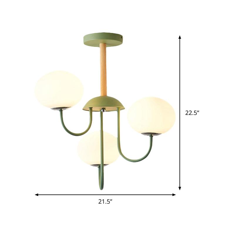 3/5 Lights Living Room Hanging Lamp Nordic Gray Green Chandelier - Rebooters