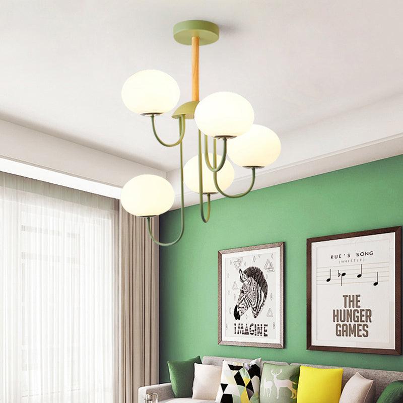 3/5 Lights Living Room Hanging Lamp Nordic Gray Green Chandelier - Rebooters