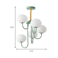 3/5 Lights Living Room Hanging Lamp Nordic Gray Green Chandelier - Rebooters