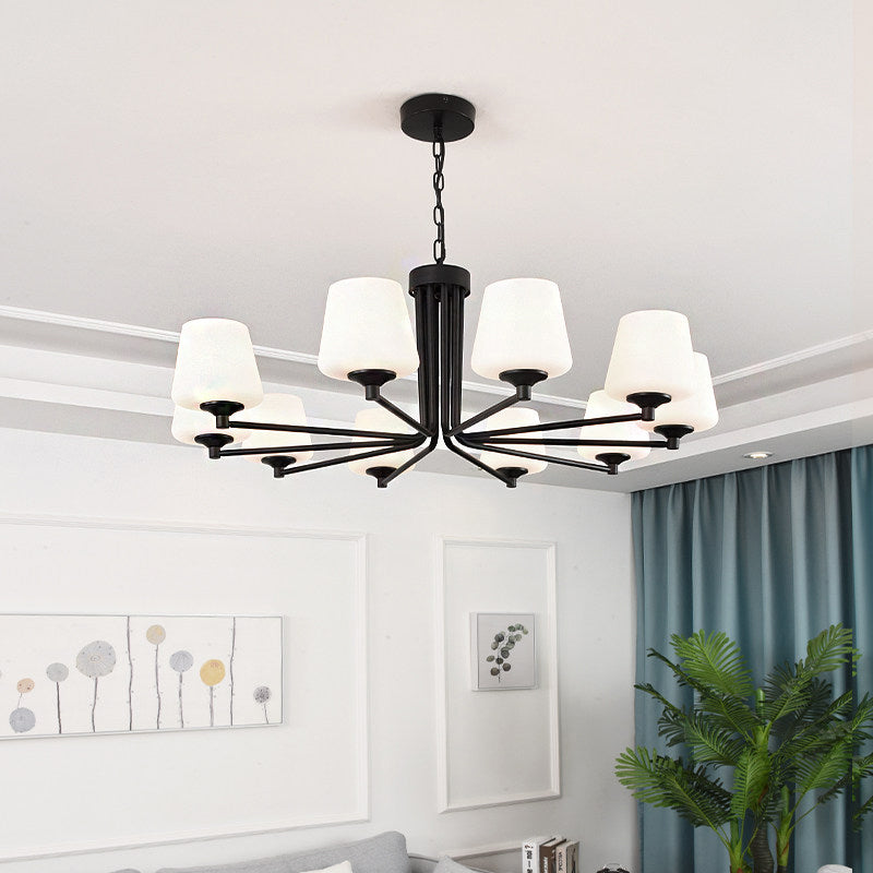 Nordic Stylish Cone Ceiling Pendant Light White Glass 6 Heads - Rebooters