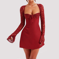 Women's Corset Lace Long Sleeve Dress for Elegant Style - Rebooters