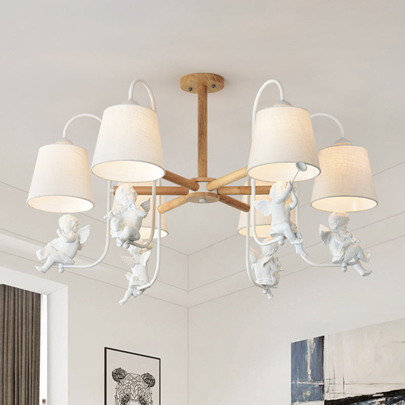 White Barrel Chandelier Lamp Contemporary 6 Heads Light - Rebooters