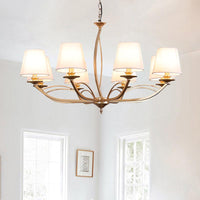 Barrel Fabric Chandelier Lighting Fixture Contemporary 4 Heads White - Rebooters