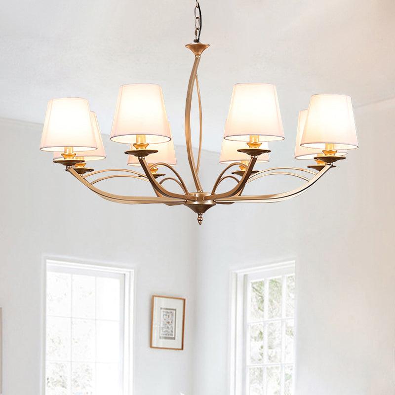 Barrel Fabric Chandelier Lighting Fixture Contemporary 4 Heads White - Rebooters