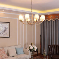 Barrel Fabric Chandelier Lighting Fixture Contemporary 4 Heads White - Rebooters