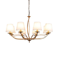 Barrel Fabric Chandelier Lighting Fixture Contemporary 4 Heads White - Rebooters