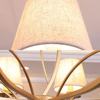 Barrel Fabric Chandelier Lighting Fixture Contemporary 4 Heads White - Rebooters