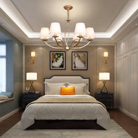 Barrel Fabric Chandelier Lighting Fixture Contemporary 4 Heads White - Rebooters