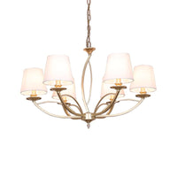 Barrel Fabric Chandelier Lighting Fixture Contemporary 4 Heads White - Rebooters