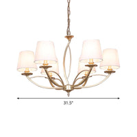 Barrel Fabric Chandelier Lighting Fixture Contemporary 4 Heads White - Rebooters