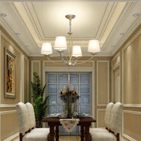 Barrel Fabric Chandelier Lighting Fixture Contemporary 4 Heads White - Rebooters