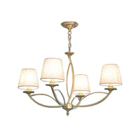 Barrel Fabric Chandelier Lighting Fixture Contemporary 4 Heads White - Rebooters