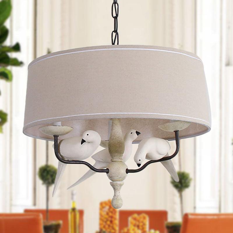 19.5"/23.5" Wide Round Hanging Pendant Light Nordic Fabric Chandelier - Rebooters