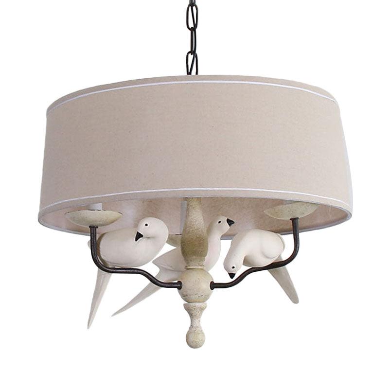 19.5"/23.5" Wide Round Hanging Pendant Light Nordic Fabric Chandelier - Rebooters