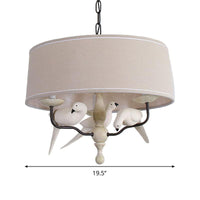 19.5"/23.5" Wide Round Hanging Pendant Light Nordic Fabric Chandelier - Rebooters