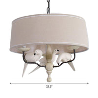 19.5"/23.5" Wide Round Hanging Pendant Light Nordic Fabric Chandelier - Rebooters