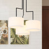 White Drum Chandelier Light Fixture Modern 3 Heads Fabric Pendant - Rebooters