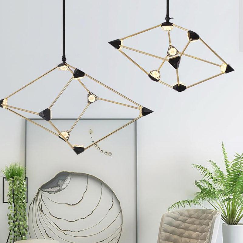 25"/31.5" Wide Diamond Metal Pendant Light Contemporary Black LED Chandelier - Rebooters