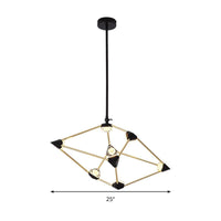25"/31.5" Wide Diamond Metal Pendant Light Contemporary Black LED Chandelier - Rebooters