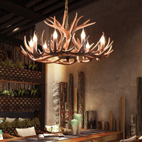 6/8 Lights Resin Chandelier Pendant Lighting Countryside Brown Branch Fixture - Rebooters