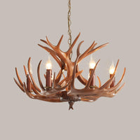 6/8 Lights Resin Chandelier Pendant Lighting Countryside Brown Branch Fixture - Rebooters