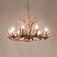 6/8 Lights Resin Chandelier Pendant Lighting Countryside Brown Branch Fixture - Rebooters