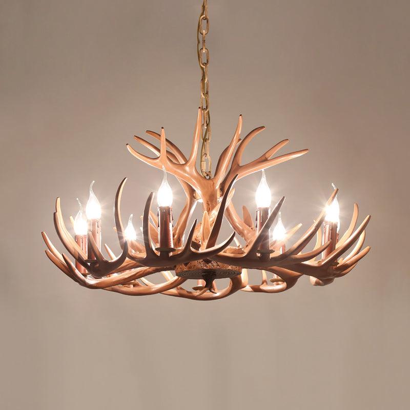 6/8 Lights Resin Chandelier Pendant Lighting Countryside Brown Branch Fixture - Rebooters