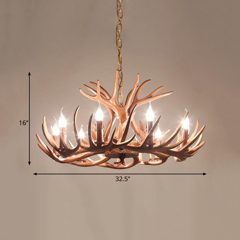 6/8 Lights Resin Chandelier Pendant Lighting Countryside Brown Branch Fixture - Rebooters