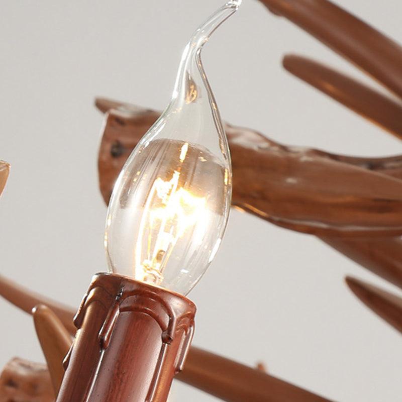 6/8 Lights Resin Chandelier Pendant Lighting Countryside Brown Branch Fixture - Rebooters