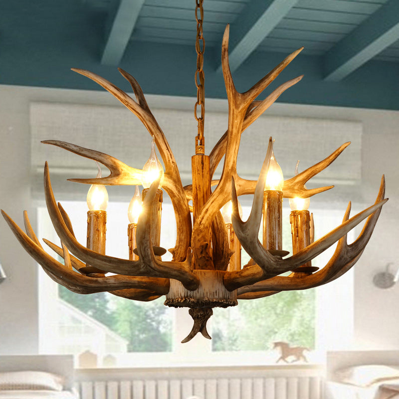 Resin Branch Pendant Chandelier Rustic 6/8/12 Bulbs Brown - Rebooters