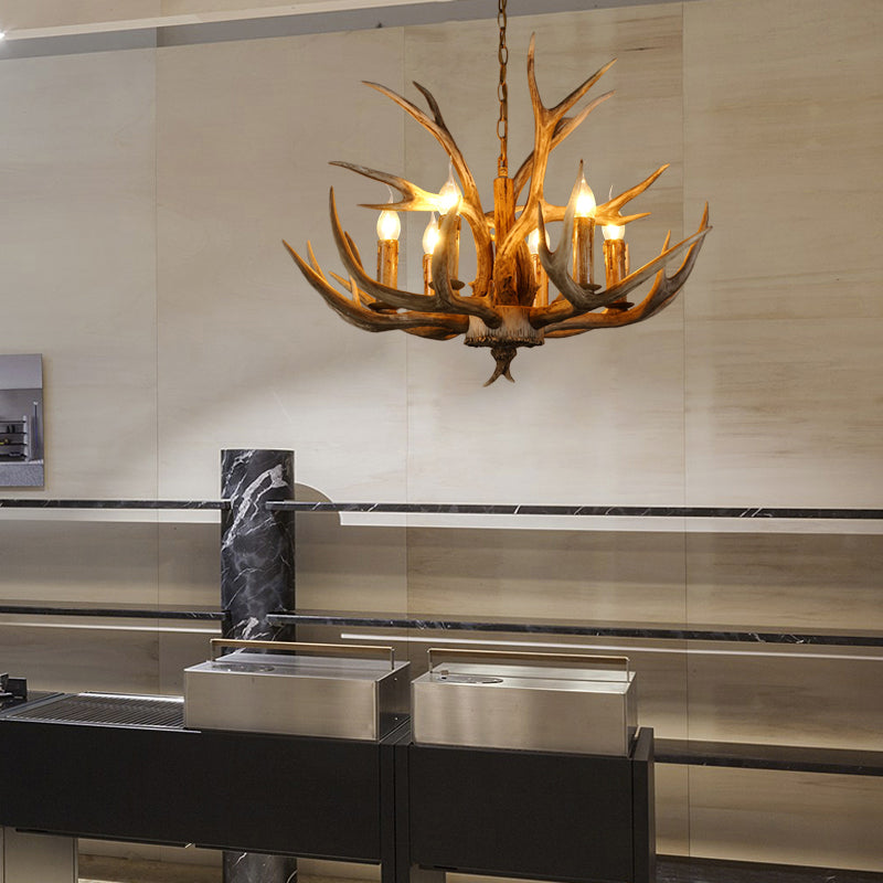 Resin Branch Pendant Chandelier Rustic 6/8/12 Bulbs Brown - Rebooters