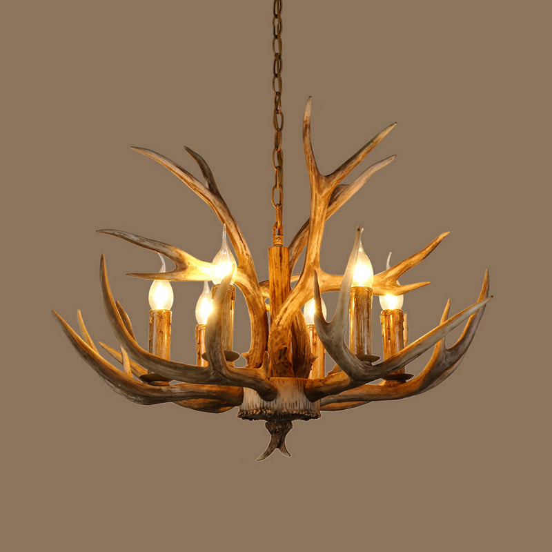 Resin Branch Pendant Chandelier Rustic 6/8/12 Bulbs Brown - Rebooters