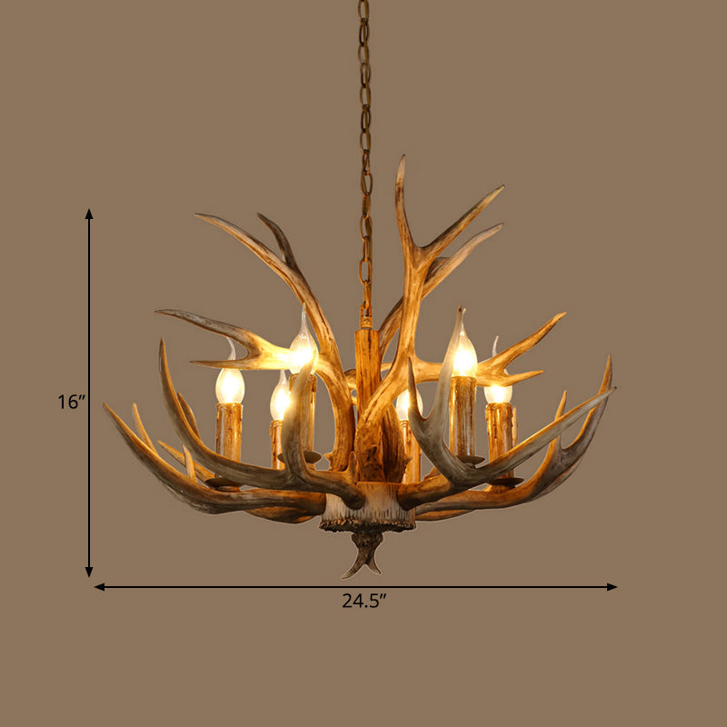 Resin Branch Pendant Chandelier Rustic 6/8/12 Bulbs Brown - Rebooters