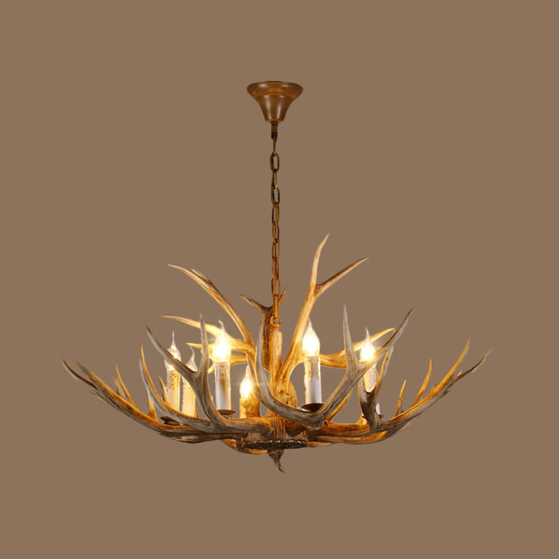 Resin Branch Pendant Chandelier Rustic 6/8/12 Bulbs Brown - Rebooters