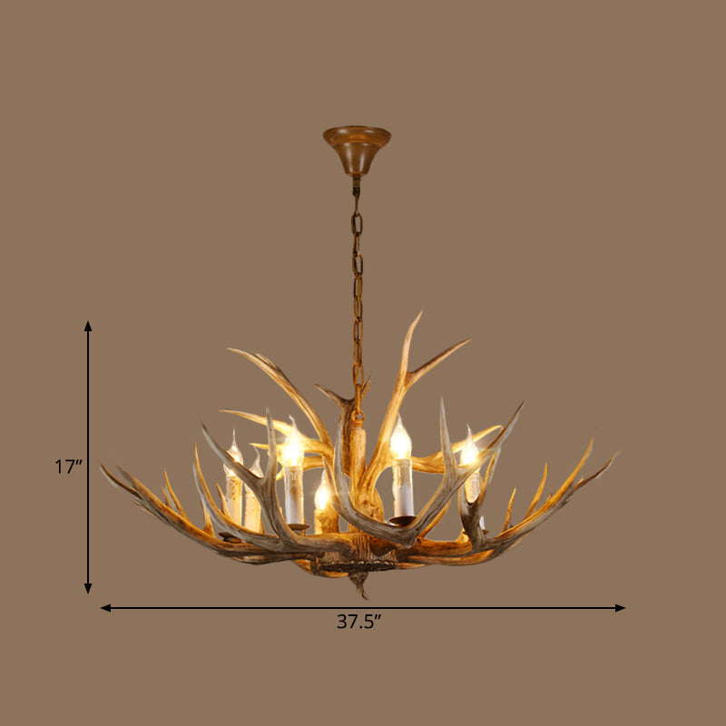 Resin Branch Pendant Chandelier Rustic 6/8/12 Bulbs Brown - Rebooters
