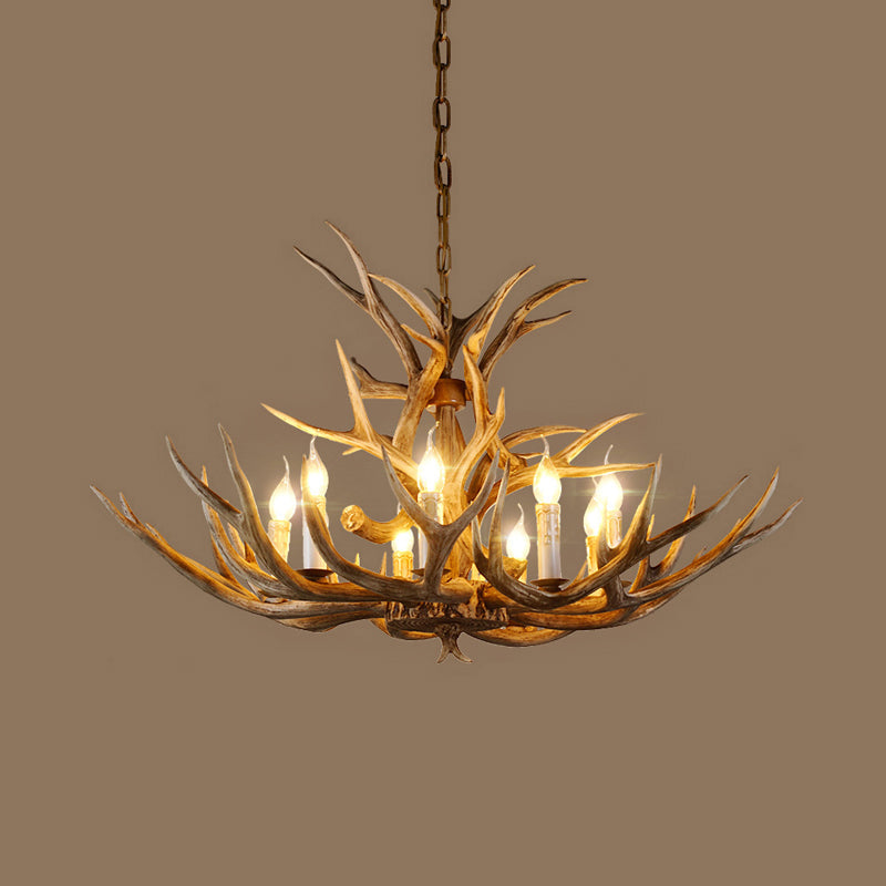 Resin Branch Pendant Chandelier Rustic 6/8/12 Bulbs Brown - Rebooters