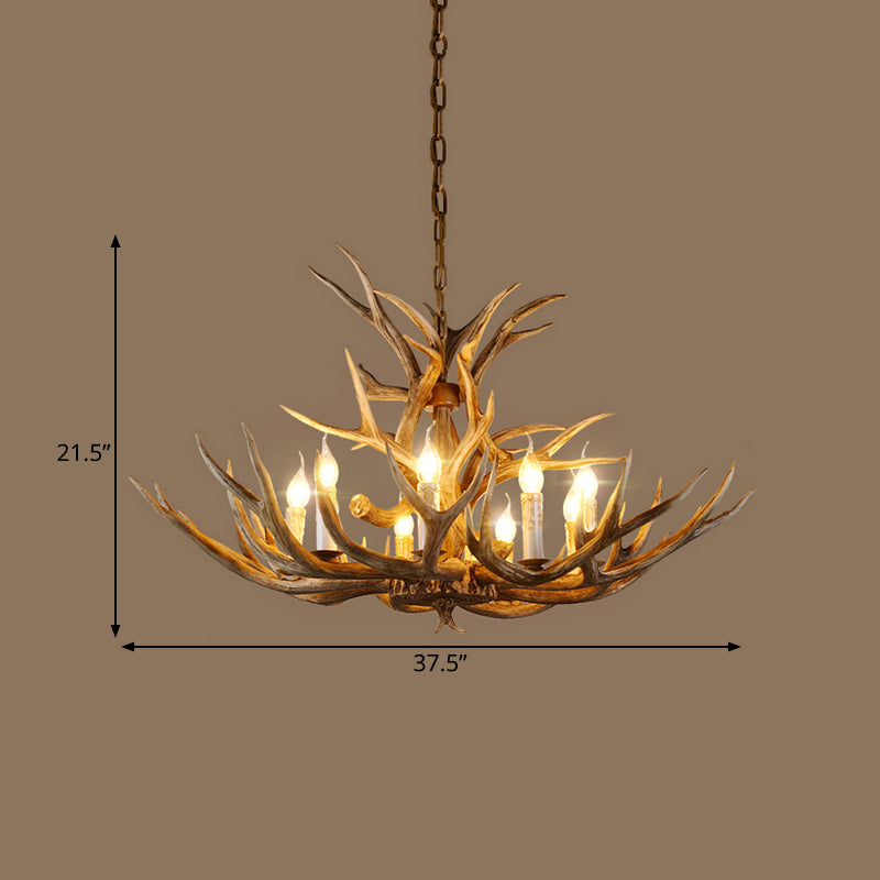 Resin Branch Pendant Chandelier Rustic 6/8/12 Bulbs Brown - Rebooters