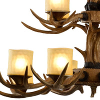 12 Heads Ceiling Chandelier Rustic 2-Tier Resin Light - Rebooters
