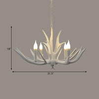 4/6 Lights Resin Chandelier Pendant Lamp Farmhouse White Candle - Rebooters