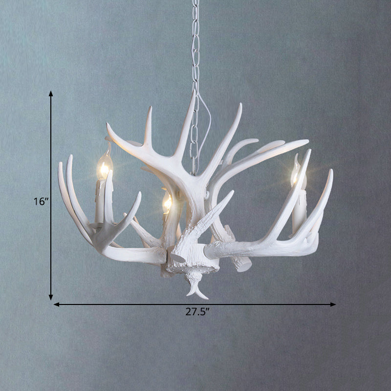 White Candle Chandelier Traditional Resin 3/4/5 Lights Pendant Lamp - Rebooters