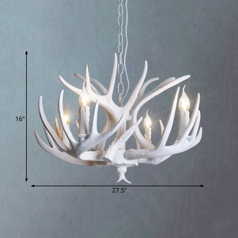 White Candle Chandelier Traditional Resin 3/4/5 Lights Pendant Lamp - Rebooters