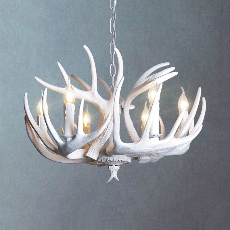 White Candle Chandelier Traditional Resin 3/4/5 Lights Pendant Lamp - Rebooters