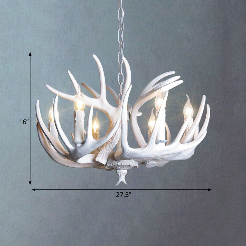 White Candle Chandelier Traditional Resin 3/4/5 Lights Pendant Lamp - Rebooters