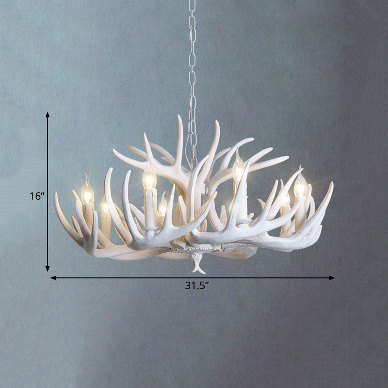 White Candle Chandelier Traditional Resin 3/4/5 Lights Pendant Lamp - Rebooters