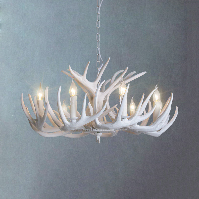 White Candle Chandelier Traditional Resin 3/4/5 Lights Pendant Lamp - Rebooters