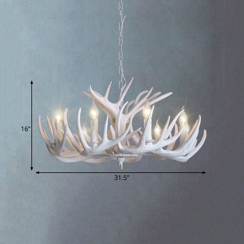 White Candle Chandelier Traditional Resin 3/4/5 Lights Pendant Lamp - Rebooters