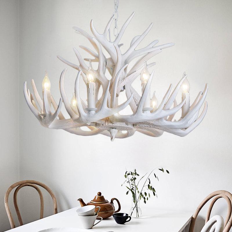 White Antler Chandelier Lighting Rustic Resin 9/12 Heads Fixture - Rebooters